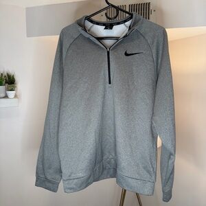 Nike Mens Dri-FIT Gray and Black Quarterzip Sweatshirt Pullover